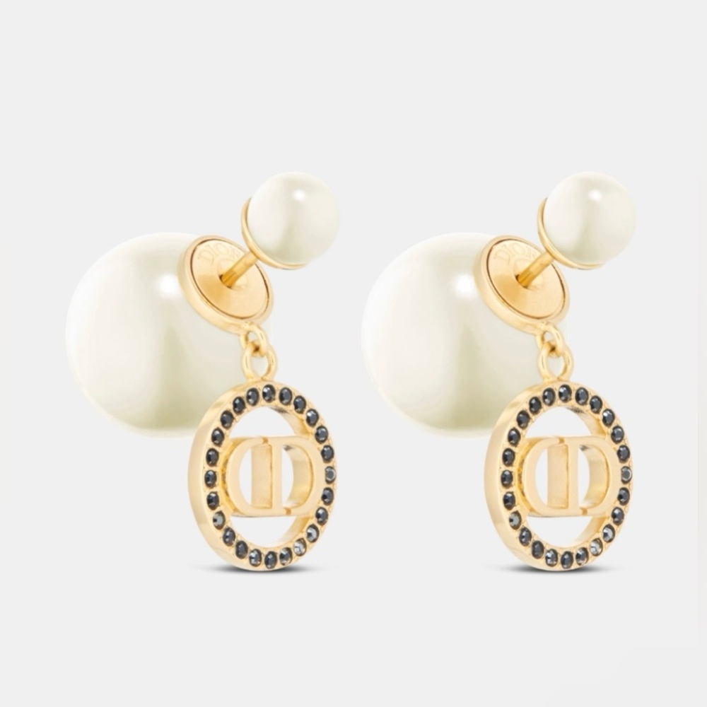 DIOR TRIBALES EARRINGS Gold-Finish Metal with White Resin Pearls